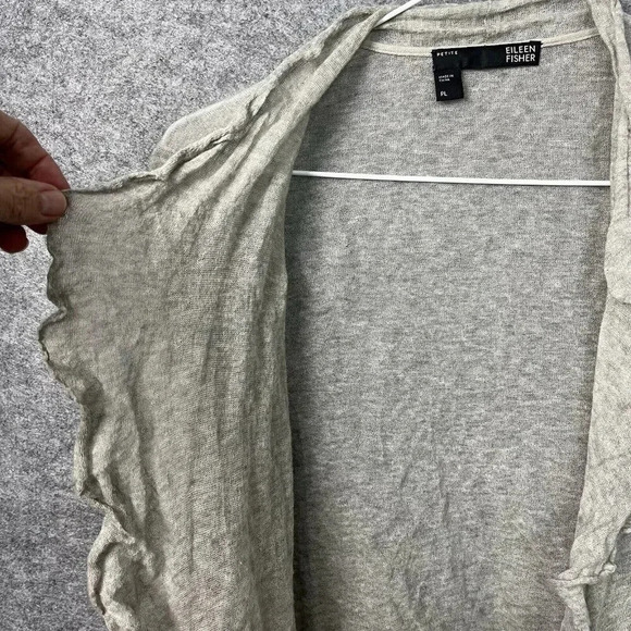 Eileen Fisher Duster Cardigan Petite L Silk Cashmere Blend Crinkle Crush Flutter - Picture 4 of 14